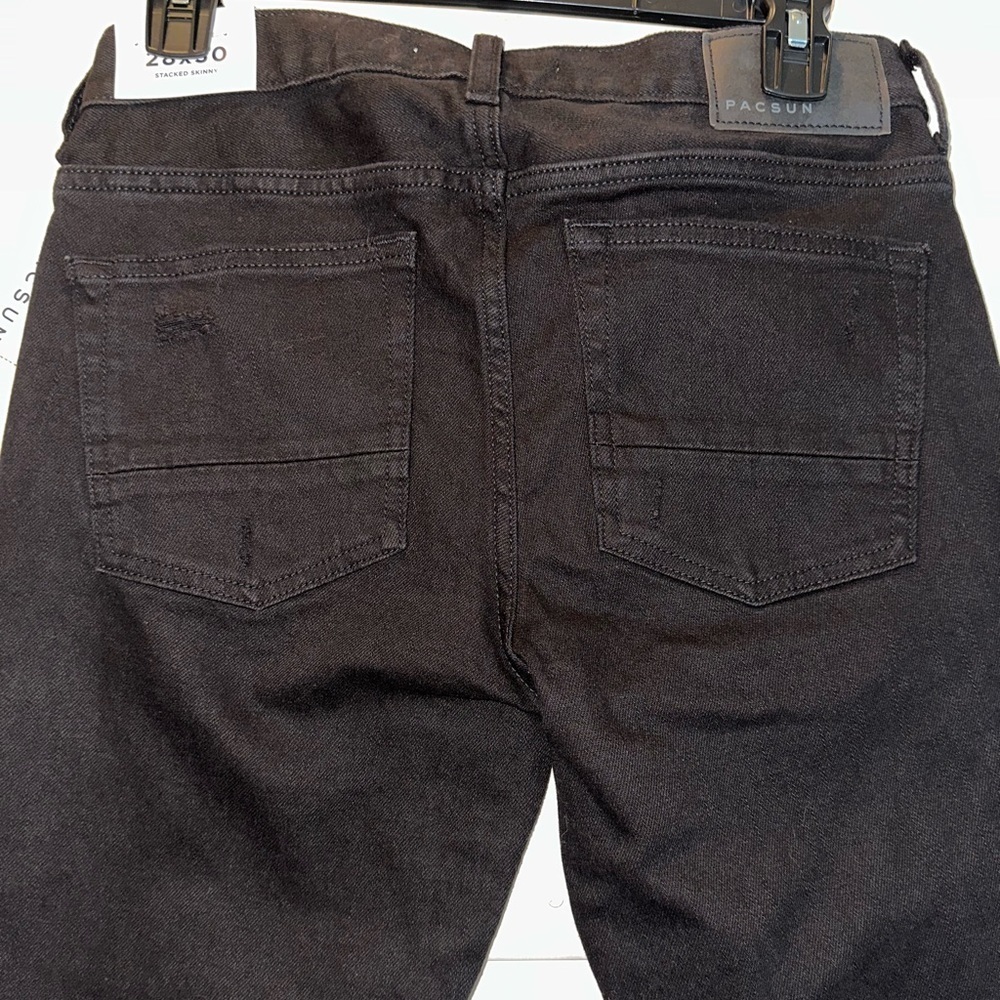 NWT PACSUN black distressed skinny jeans 28x30 stacked skinny - Picture 11 of 11